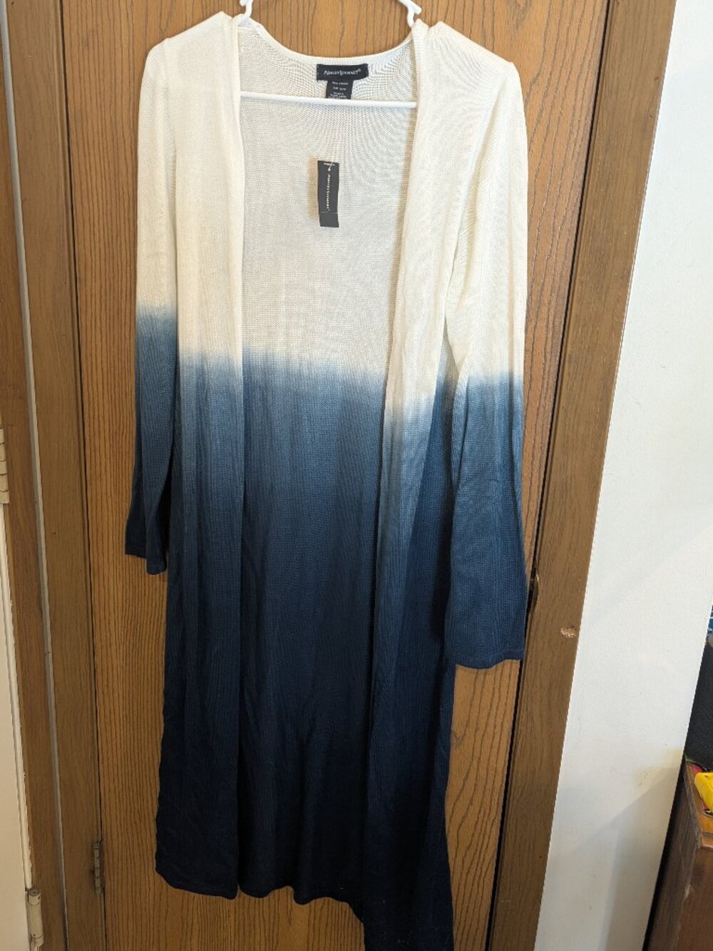 NWT Ashley Stewart Knit Gradient Blue Open Front Duster Light Weight-10-12